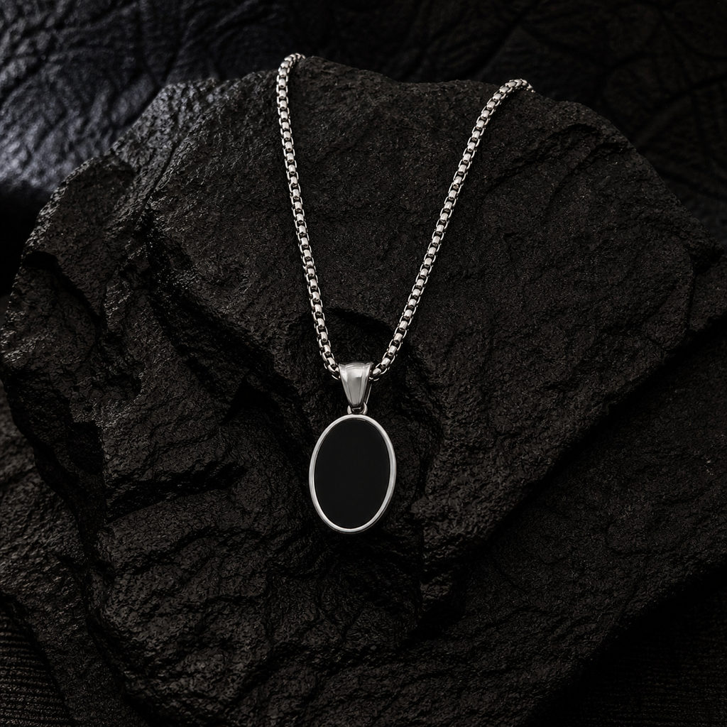 ⚫ Midnight Oval Pendant Necklace