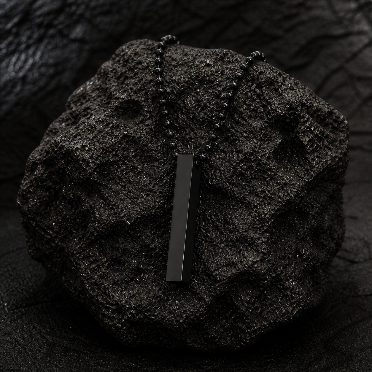 🖤 Minimal Black Bar Pendant Necklace