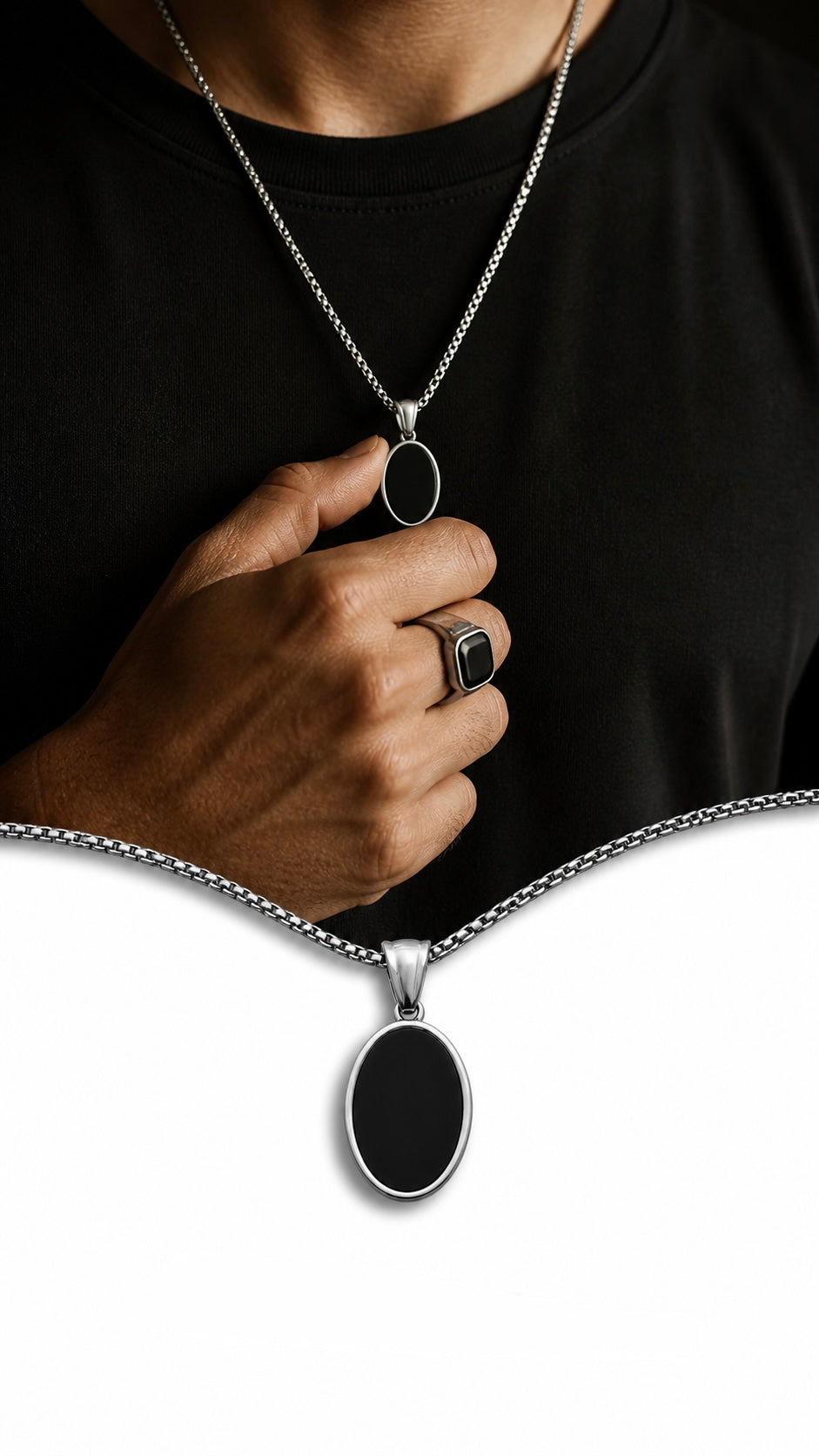 ⚫ Midnight Oval Pendant Necklace