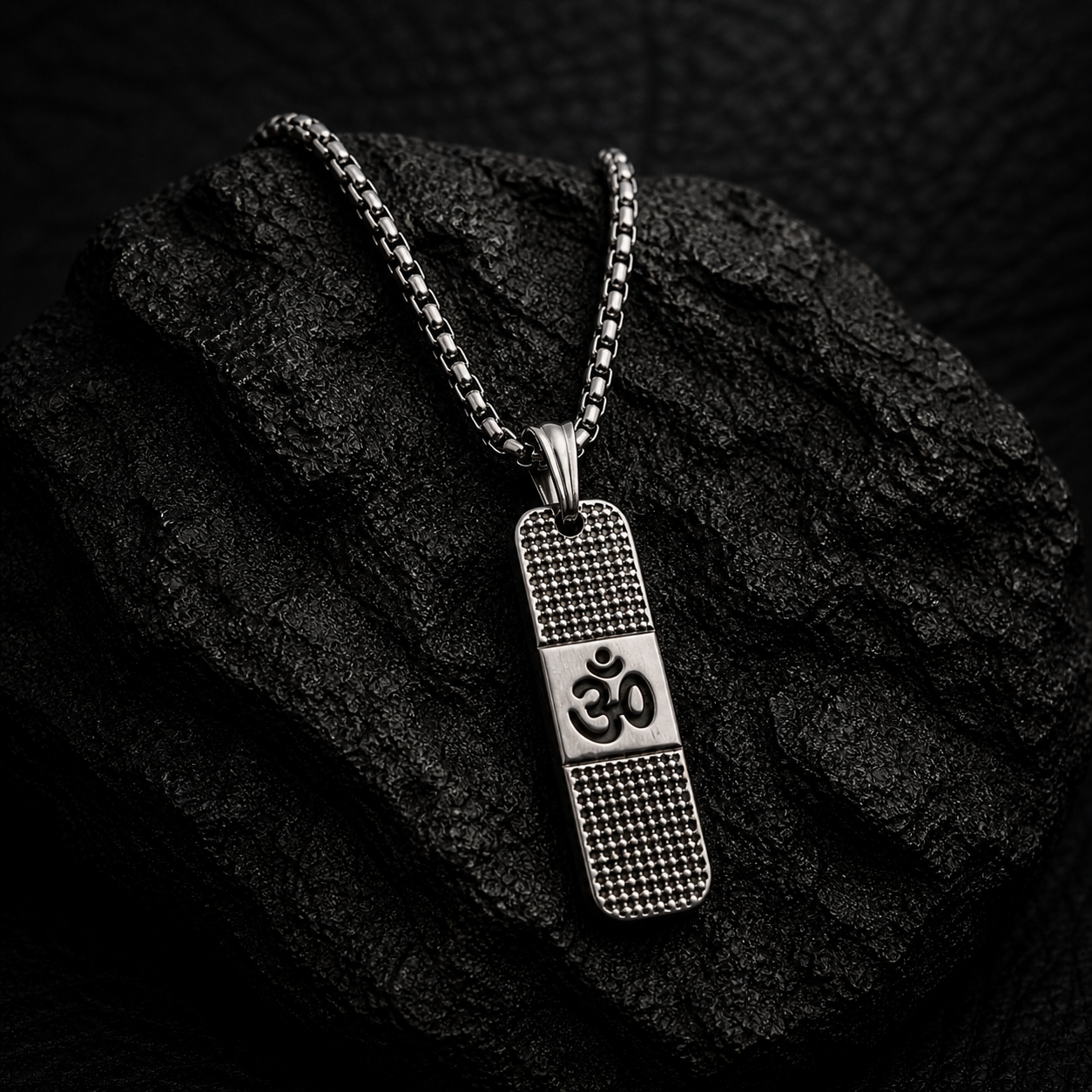 🕉️ Sacred Om Texture Bar Pendant Necklace