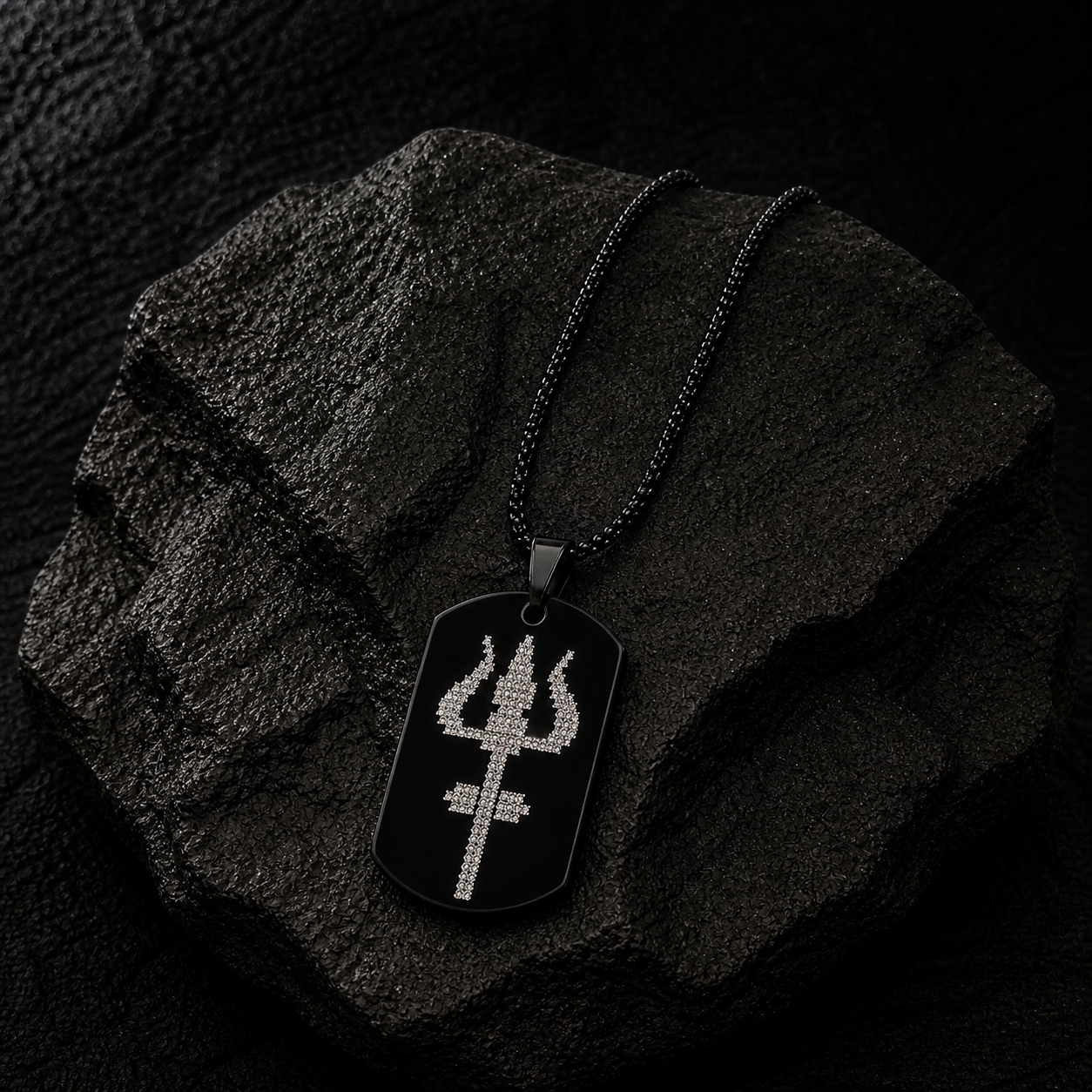 🔱 Trishul Power Dog Tag Necklace