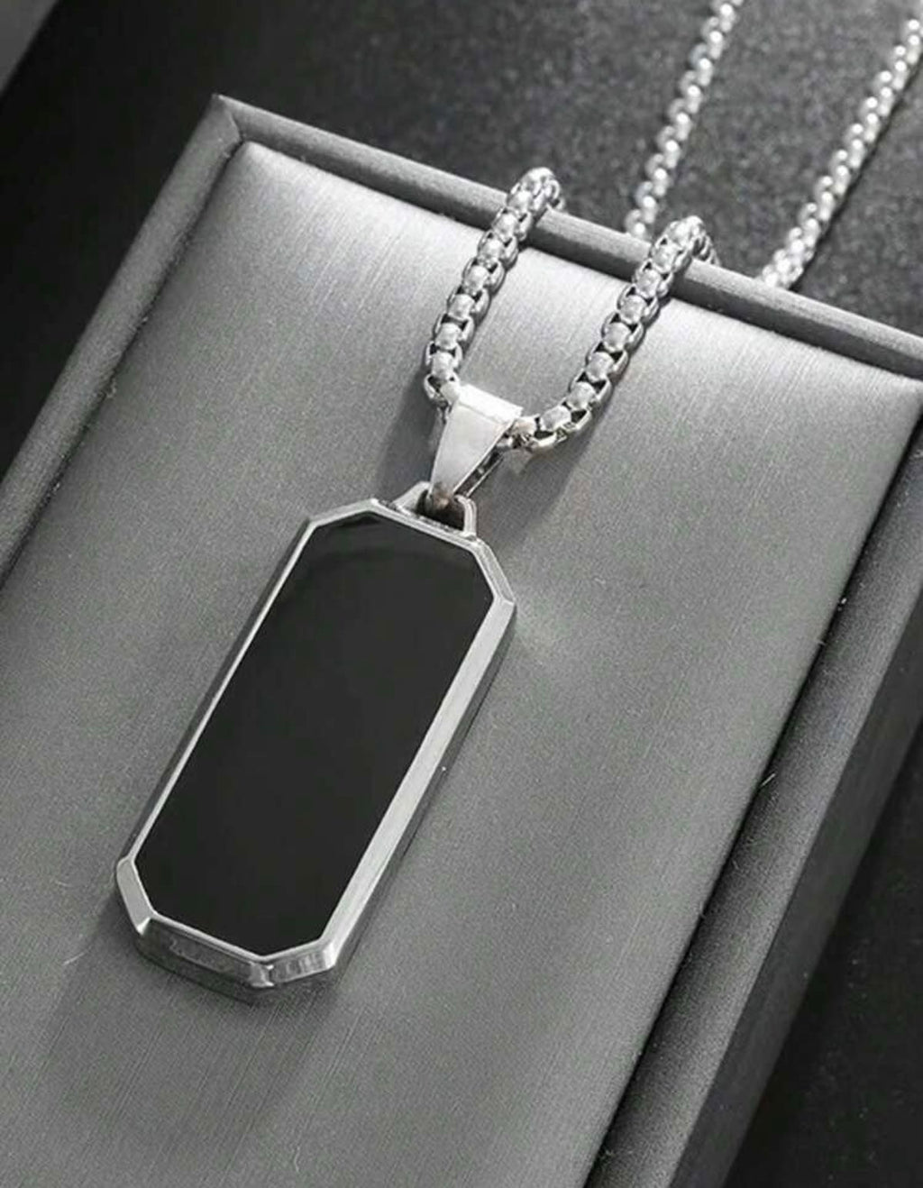 ⚫ Obsidian Tag Pendant Necklace