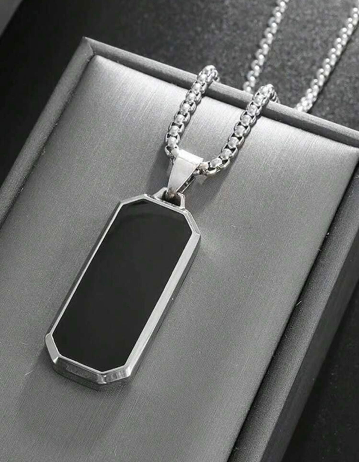 ⚫ Obsidian Tag Pendant Necklace