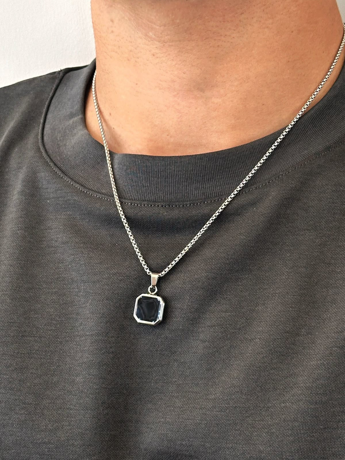 💠 Midnight Hex Pendant Necklace