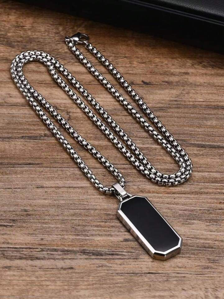⚫ Obsidian Tag Pendant Necklace