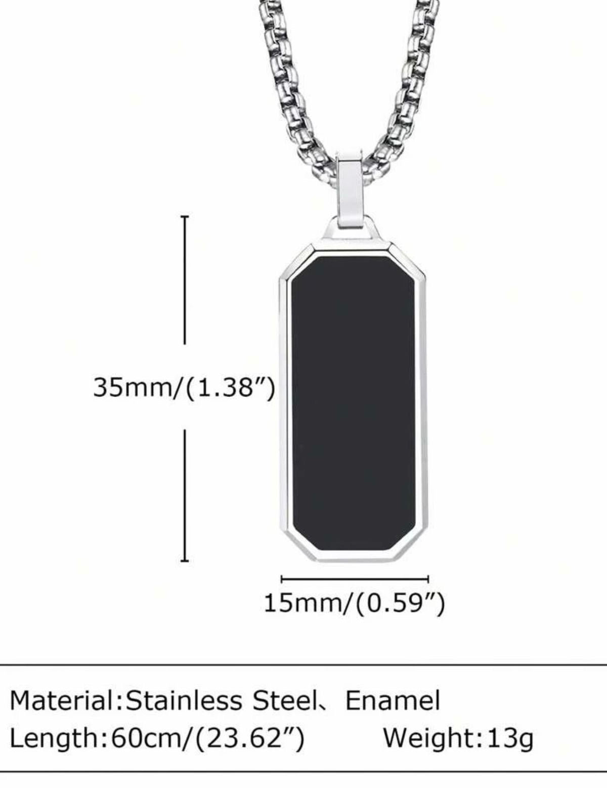 ⚫ Obsidian Tag Pendant Necklace