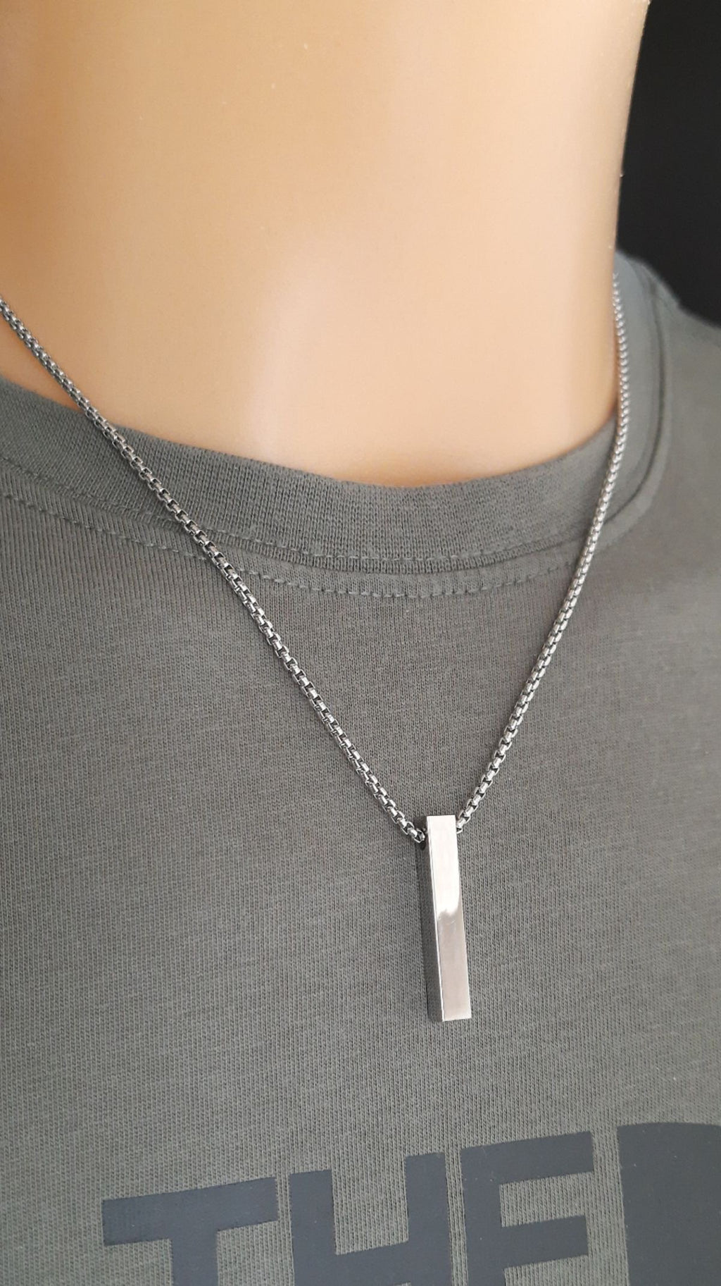 🖤 Shadow Line Bar Pendant Necklace