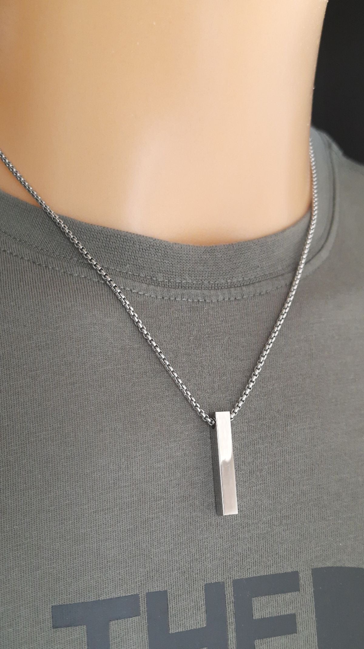 🖤 Shadow Line Bar Pendant Necklace