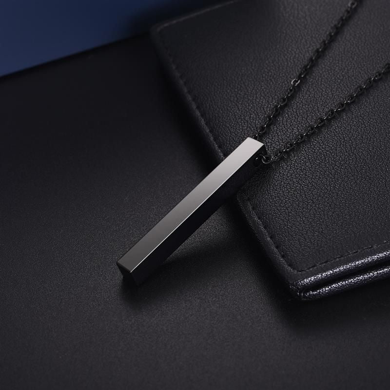 🖤 Minimal Black Bar Pendant Necklace