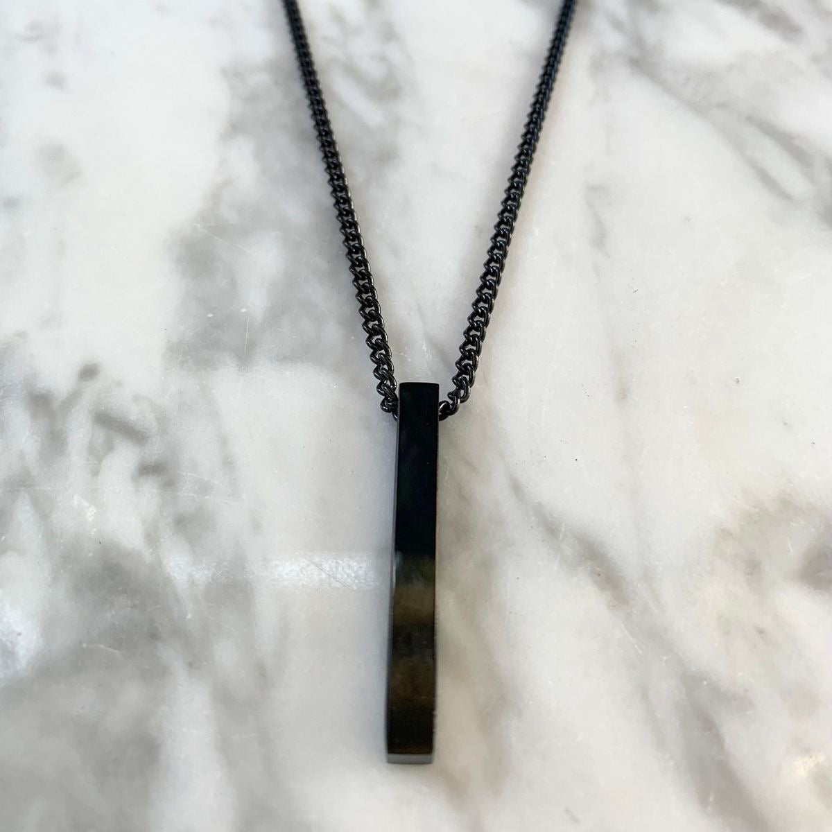 🖤 Minimal Black Bar Pendant Necklace