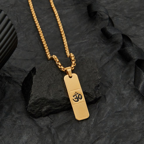 🕉️ Gold Om Bar Pendant Necklace